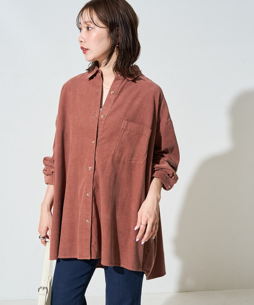 FREAK'S STORE(フリークスストア)の「限定展開 コーデュロイ オーバーシャツ(シャツ/ブラウス・レディース・ベージュ/コーラルピンク/ブラウン/サックスブルー/ナチュラル/ブラック・フリ-)」の6枚目の写真