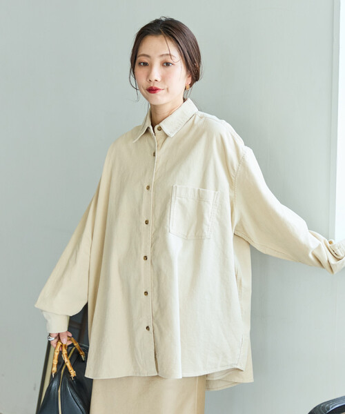 FREAK'S STORE(フリークスストア)の「限定展開 コーデュロイ オーバーシャツ(シャツ/ブラウス・レディース・ベージュ/コーラルピンク/ブラウン/サックスブルー/ナチュラル/ブラック・フリ-)」の10枚目の写真