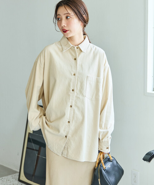 FREAK'S STORE(フリークスストア)の「限定展開 コーデュロイ オーバーシャツ(シャツ/ブラウス・レディース・ベージュ/コーラルピンク/ブラウン/サックスブルー/ナチュラル/ブラック・フリ-)」の11枚目の写真