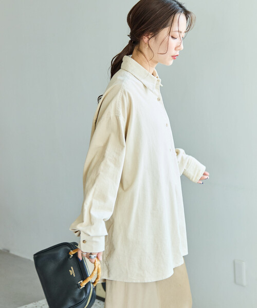 FREAK'S STORE(フリークスストア)の「限定展開 コーデュロイ オーバーシャツ(シャツ/ブラウス・レディース・ベージュ/コーラルピンク/ブラウン/サックスブルー/ナチュラル/ブラック・フリ-)」の13枚目の写真