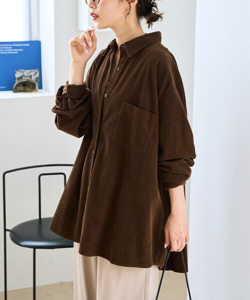 FREAK'S STORE(フリークスストア)の「限定展開 コーデュロイ オーバーシャツ(シャツ/ブラウス・レディース・ベージュ/コーラルピンク/ブラウン/サックスブルー/ナチュラル/ブラック・フリ-)」の17枚目の写真