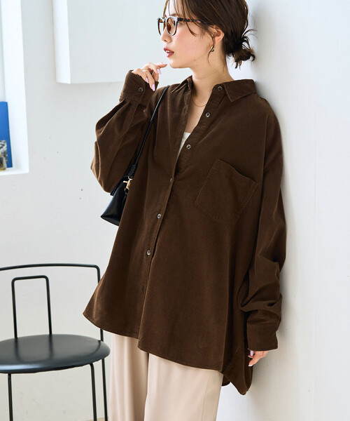 FREAK'S STORE(フリークスストア)の「限定展開 コーデュロイ オーバーシャツ(シャツ/ブラウス・レディース・ベージュ/コーラルピンク/ブラウン/サックスブルー/ナチュラル/ブラック・フリ-)」の18枚目の写真