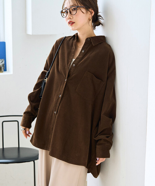 FREAK'S STORE(フリークスストア)の「限定展開 コーデュロイ オーバーシャツ(シャツ/ブラウス・レディース・ベージュ/コーラルピンク/ブラウン/サックスブルー/ナチュラル/ブラック・フリ-)」の20枚目の写真