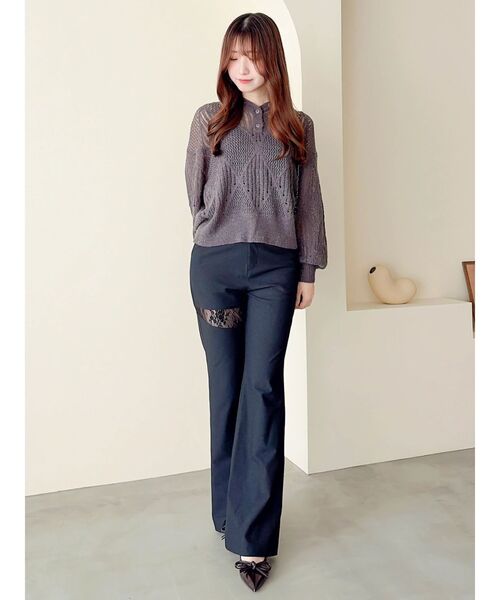 dazzlin(ダズリン)の「ラップスカートレイヤードフレアパンツ(その他パンツ・レディース・ブラック/アイボリー・MEDIUM/SMALL)」の6枚目の写真