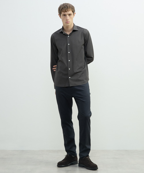 MEN'S MELROSE(メンズメルローズ)の「HITOYOSHIダブルネーム | テックジャージワイドカラーシャツ(シャツ/ブラウス・メンズ・ネイビー/ブラウン・2/3/4)」の6枚目の写真