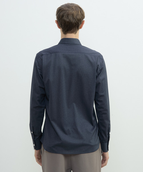 MEN'S MELROSE(メンズメルローズ)の「HITOYOSHIダブルネーム | テックジャージワイドカラーシャツ(シャツ/ブラウス・メンズ・ネイビー/ブラウン・2/3/4)」の12枚目の写真