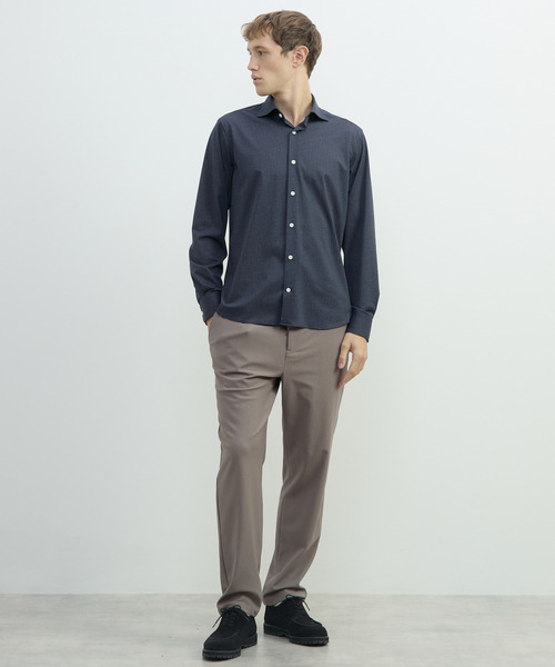 MEN'S MELROSE(メンズメルローズ)の「HITOYOSHIダブルネーム | テックジャージワイドカラーシャツ(シャツ/ブラウス・メンズ・ネイビー/ブラウン・2/3/4)」の21枚目の写真