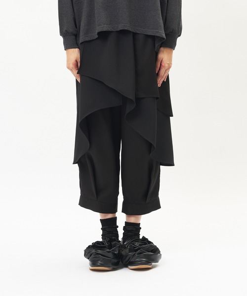 gomme(ゴム)の「レイヤーツイルパンツ(その他パンツ・レディース・ブラック/チャコールグレー・MEDIUM)」の3枚目の写真