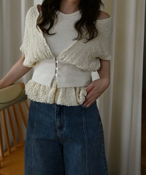 WILLFULLY（ウィルフリー）の「poodle dolman ensemble rib tank SET（Tシャツ/カットソー・レディース・ナチュラル/ブラウン/ブラック・FREE）」の4枚目の写真