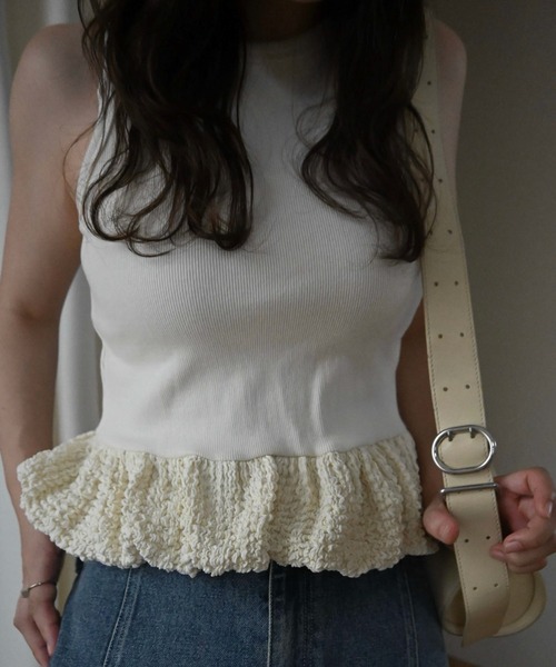 WILLFULLY（ウィルフリー）の「poodle dolman ensemble rib tank SET（Tシャツ/カットソー・レディース・ナチュラル/ブラウン/ブラック・FREE）」の5枚目の写真