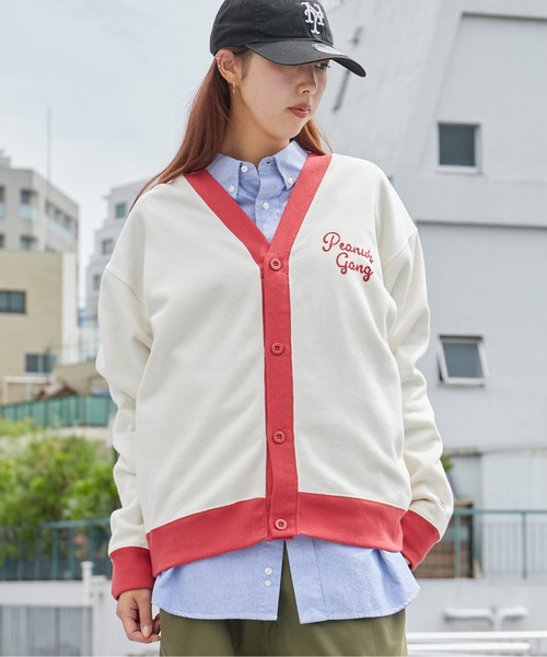 FRUIT OF THE LOOM(フルーツオブザルーム)の「FRUIT OF THE LOOM /フルーツオブザルーム x PEANUTS/ピーナッツ 裏起毛裏毛カーディガン 2026年秋冬 秋服(カーディガン/ボレロ・メンズ・アイボリー・M/L)」の11枚目の写真