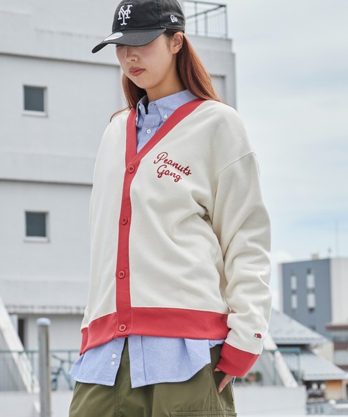 FRUIT OF THE LOOM(フルーツオブザルーム)の「FRUIT OF THE LOOM /フルーツオブザルーム x PEANUTS/ピーナッツ 裏起毛裏毛カーディガン 2026年秋冬 秋服(カーディガン/ボレロ・メンズ・アイボリー・M/L)」の12枚目の写真