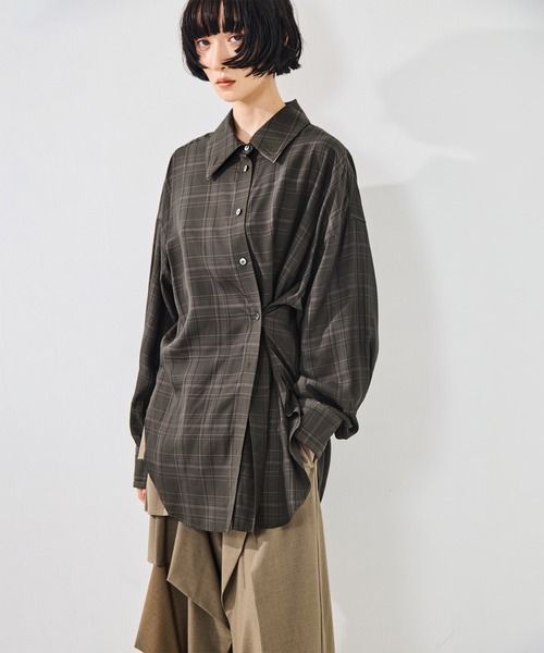 STUDIOUS（ステュディオス）の「【STUDIOUS/ステュディオス】2Way Overshirt/2ウェイオーバーシャツ/ウォッシャブル（シャツ/ブラウス・レディース・ホワイト/カーキ/キャメル・FREE）」の18枚目の写真