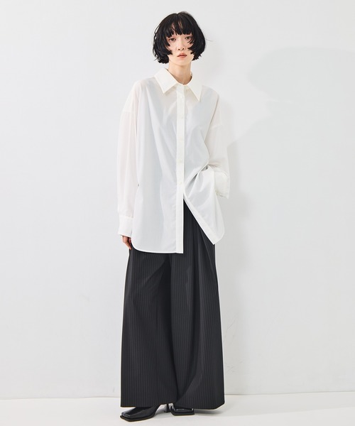 STUDIOUS（ステュディオス）の「【STUDIOUS/ステュディオス】2Way Overshirt/2ウェイオーバーシャツ/ウォッシャブル（シャツ/ブラウス・レディース・ホワイト/カーキ/キャメル・FREE）」の4枚目の写真