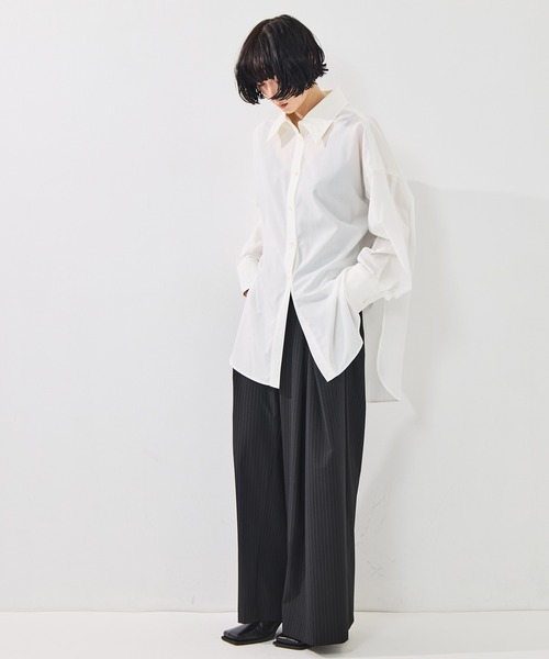 STUDIOUS（ステュディオス）の「【STUDIOUS/ステュディオス】2Way Overshirt/2ウェイオーバーシャツ/ウォッシャブル（シャツ/ブラウス・レディース・ホワイト/カーキ/キャメル・FREE）」の5枚目の写真