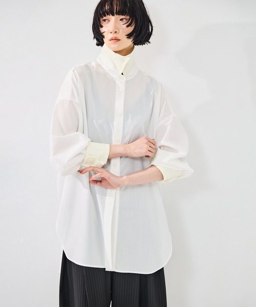 STUDIOUS（ステュディオス）の「【STUDIOUS/ステュディオス】2Way Overshirt/2ウェイオーバーシャツ/ウォッシャブル（シャツ/ブラウス・レディース・ホワイト/カーキ/キャメル・FREE）」の10枚目の写真