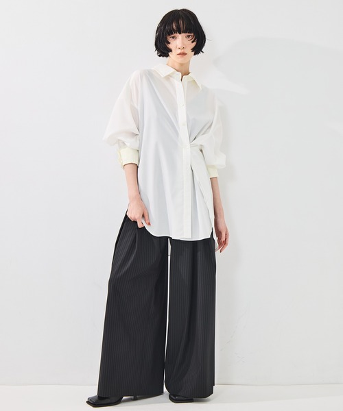 STUDIOUS（ステュディオス）の「【STUDIOUS/ステュディオス】2Way Overshirt/2ウェイオーバーシャツ/ウォッシャブル（シャツ/ブラウス・レディース・ホワイト/カーキ/キャメル・FREE）」の6枚目の写真