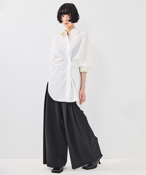 STUDIOUS（ステュディオス）の「【STUDIOUS/ステュディオス】2Way Overshirt/2ウェイオーバーシャツ/ウォッシャブル（シャツ/ブラウス・レディース・ホワイト/カーキ/キャメル・FREE）」の7枚目の写真