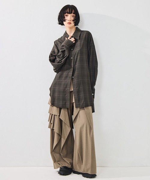 STUDIOUS（ステュディオス）の「【STUDIOUS/ステュディオス】2Way Overshirt/2ウェイオーバーシャツ/ウォッシャブル（シャツ/ブラウス・レディース・ホワイト/カーキ/キャメル・FREE）」の14枚目の写真
