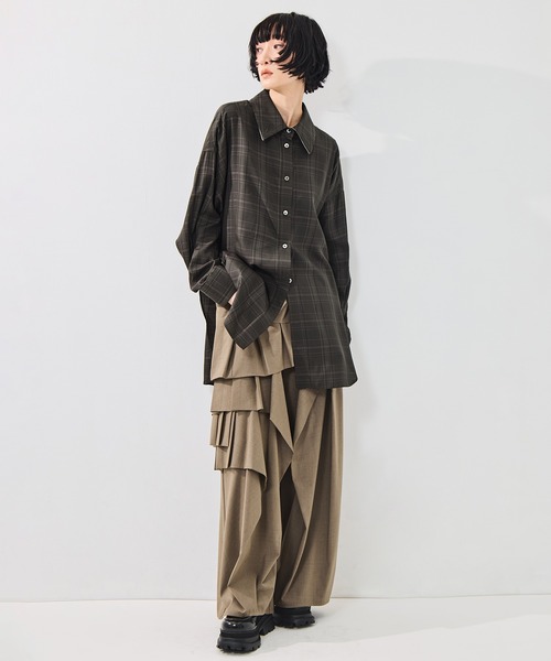 STUDIOUS（ステュディオス）の「【STUDIOUS/ステュディオス】2Way Overshirt/2ウェイオーバーシャツ/ウォッシャブル（シャツ/ブラウス・レディース・ホワイト/カーキ/キャメル・FREE）」の15枚目の写真