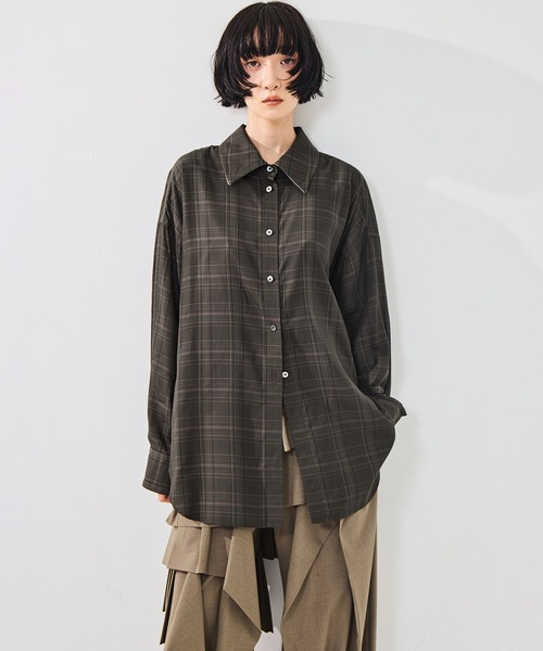 STUDIOUS（ステュディオス）の「【STUDIOUS/ステュディオス】2Way Overshirt/2ウェイオーバーシャツ/ウォッシャブル（シャツ/ブラウス・レディース・ホワイト/カーキ/キャメル・FREE）」の22枚目の写真