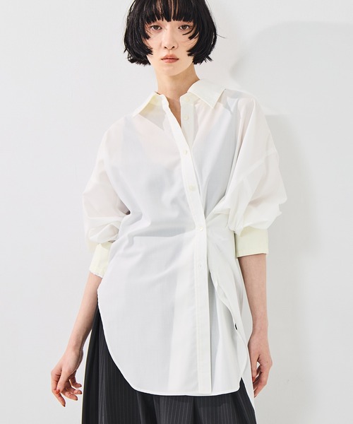 STUDIOUS（ステュディオス）の「【STUDIOUS/ステュディオス】2Way Overshirt/2ウェイオーバーシャツ/ウォッシャブル（シャツ/ブラウス・レディース・ホワイト/カーキ/キャメル・FREE）」の8枚目の写真