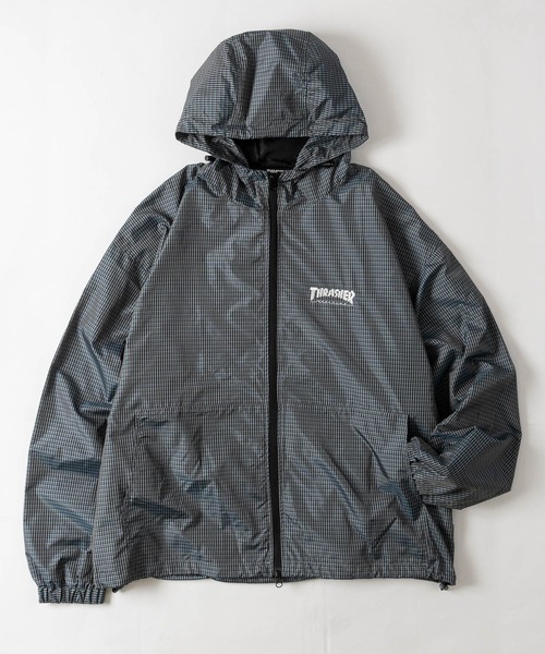 THRASHER(スラッシャー)の「【at】〔THRASHER/スラッシャー〕レトロチェック マウンテンパーカー ドローコード付き(ナイロンジャケット・メンズ・ブラック/ブルー/グリーン・MEDIUM/LARGE)」の21枚目の写真