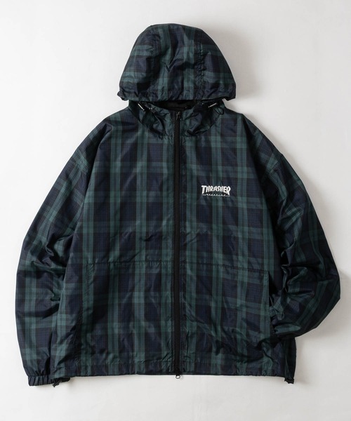 THRASHER(スラッシャー)の「【at】〔THRASHER/スラッシャー〕レトロチェック マウンテンパーカー ドローコード付き(ナイロンジャケット・メンズ・ブラック/ブルー/グリーン・MEDIUM/LARGE)」の19枚目の写真
