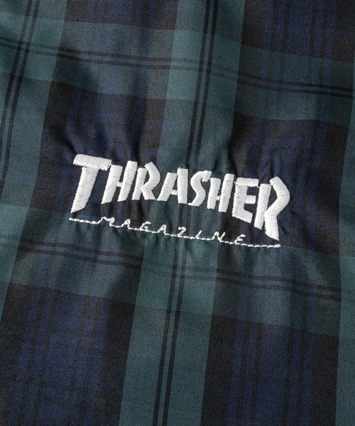 THRASHER(スラッシャー)の「【at】〔THRASHER/スラッシャー〕レトロチェック マウンテンパーカー ドローコード付き(ナイロンジャケット・メンズ・ブラック/ブルー/グリーン・MEDIUM/LARGE)」の8枚目の写真