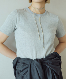IENA LA BOUCLE アイレットメッシュクルーネックTシャツ