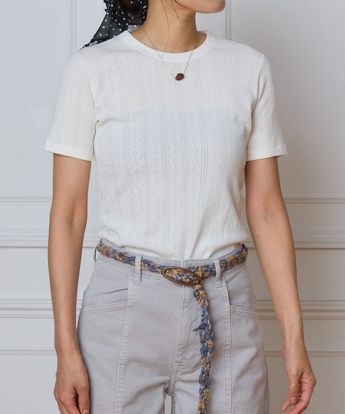 IENA LA BOUCLE(イエナラブークル)の「IENA LA BOUCLE アイレットメッシュクルーネックTシャツ(Tシャツ/カットソー・レディース・グレー/ホワイト・FREE)」の5枚目の写真