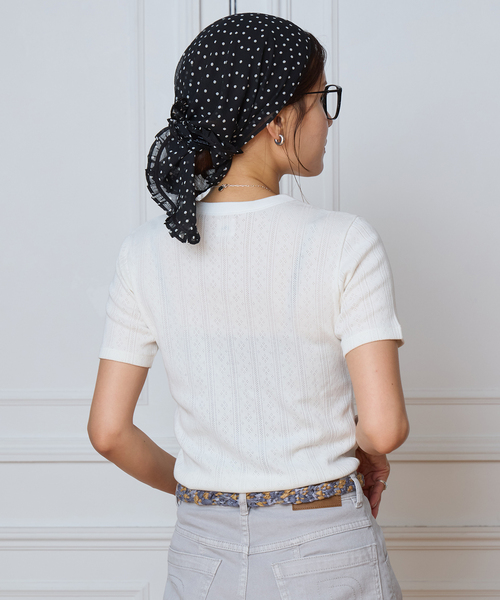 IENA LA BOUCLE(イエナラブークル)の「IENA LA BOUCLE アイレットメッシュクルーネックTシャツ(Tシャツ/カットソー・レディース・グレー/ホワイト・FREE)」の7枚目の写真