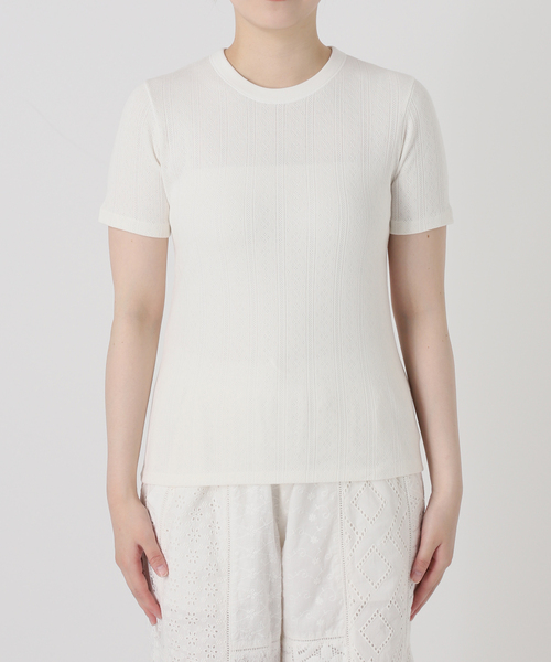 IENA LA BOUCLE(イエナラブークル)の「IENA LA BOUCLE アイレットメッシュクルーネックTシャツ(Tシャツ/カットソー・レディース・グレー/ホワイト・FREE)」の14枚目の写真