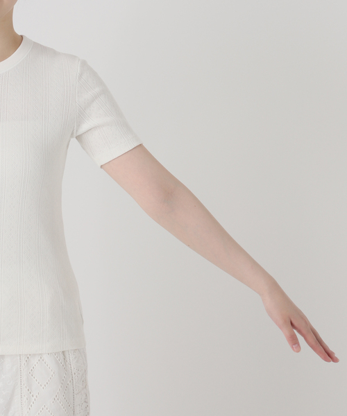 IENA LA BOUCLE(イエナラブークル)の「IENA LA BOUCLE アイレットメッシュクルーネックTシャツ(Tシャツ/カットソー・レディース・グレー/ホワイト・FREE)」の18枚目の写真