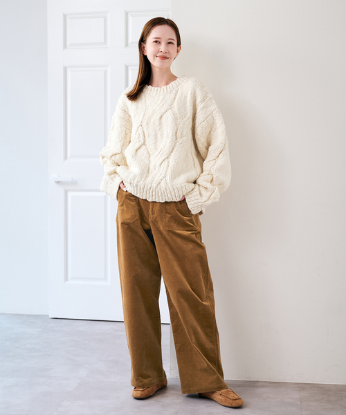 U by SPICK&SPAN(ユーバイスピックアンドスパン)の「ケーブルニット(ニット/セーター・レディース・ベージュ/White/レッド・FREE)」の10枚目の写真