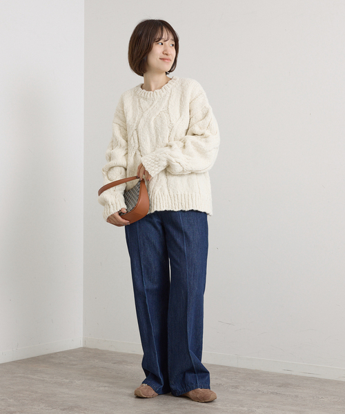 U by SPICK&SPAN(ユーバイスピックアンドスパン)の「ケーブルニット(ニット/セーター・レディース・ベージュ/White/レッド・FREE)」の15枚目の写真