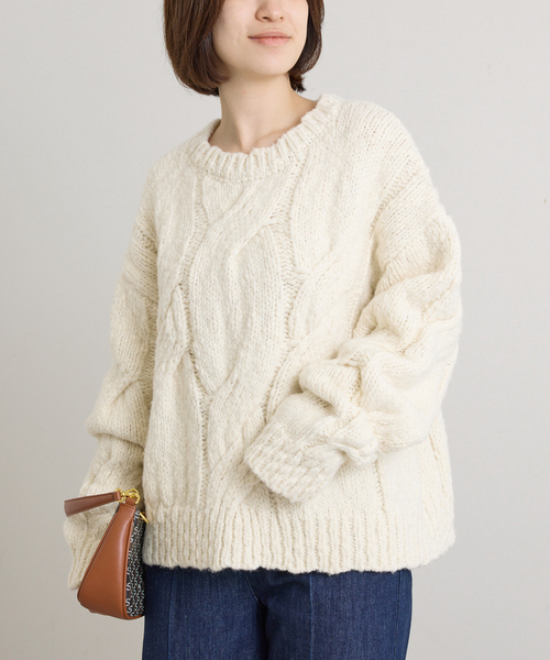 U by SPICK&SPAN(ユーバイスピックアンドスパン)の「ケーブルニット(ニット/セーター・レディース・ベージュ/White/レッド・FREE)」の18枚目の写真