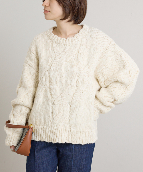 U by SPICK&SPAN(ユーバイスピックアンドスパン)の「ケーブルニット(ニット/セーター・レディース・ベージュ/White/レッド・FREE)」の19枚目の写真
