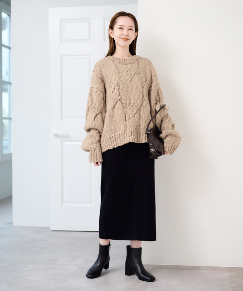 U by SPICK&SPAN(ユーバイスピックアンドスパン)の「ケーブルニット(ニット/セーター・レディース・ベージュ/White/レッド・FREE)」の21枚目の写真