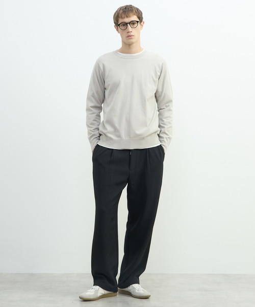 MEN'S MELROSE(メンズメルローズ)の「PBTスムースハイゲージプレーティングクルーネックニット | ウォッシャブル(ニット/セーター・メンズ・ブラウン/グレー/ブラック/グレイッシュベージュ・2/3/4)」の15枚目の写真