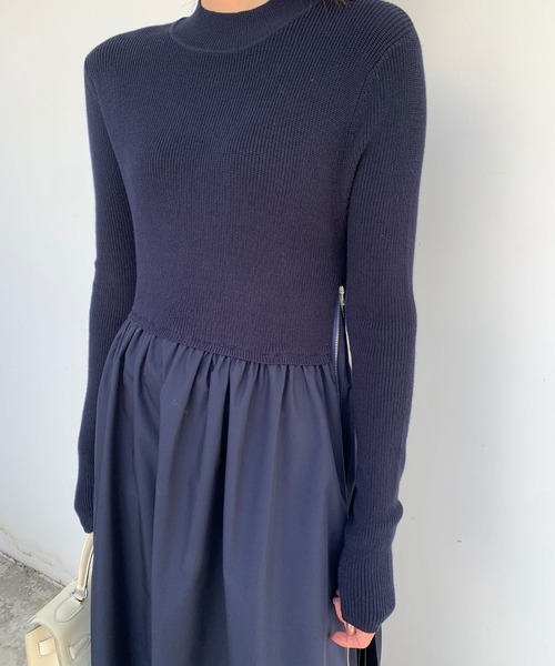 BIRTHDAY BASH(バースデイバッシュ)の「SIDE ZIP PLEATS DRESS(サイドジッププリーツドレス)(ワンピース・レディース・ネイビー/ブラック・SMALL/MEDIUM)」の16枚目の写真