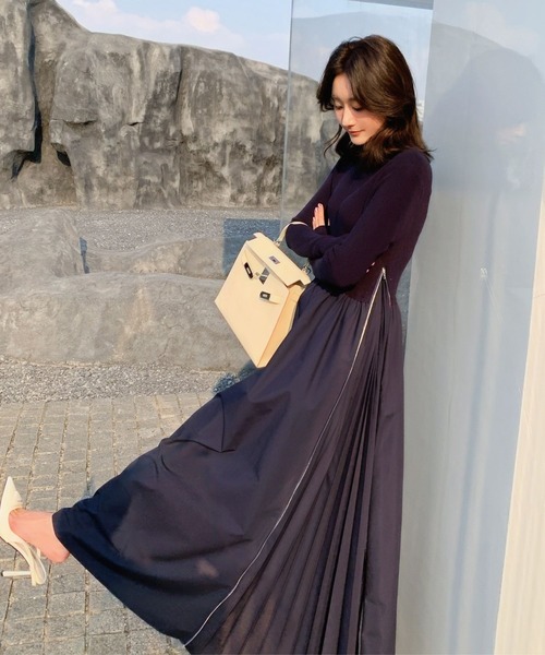 BIRTHDAY BASH(バースデイバッシュ)の「SIDE ZIP PLEATS DRESS(サイドジッププリーツドレス)(ワンピース・レディース・ネイビー/ブラック・SMALL/MEDIUM)」の12枚目の写真