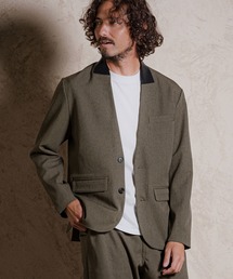CAMBIO（カンビオ）の「mj11919- パーシャルシンセティックレザーノーカラージャケット(26240CMY)（ノーカラージャケット）」