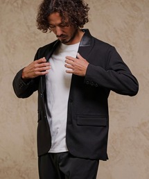 CAMBIO（カンビオ）の「mj11919- パーシャルシンセティックレザーノーカラージャケット(26240CMY)（ノーカラージャケット）」