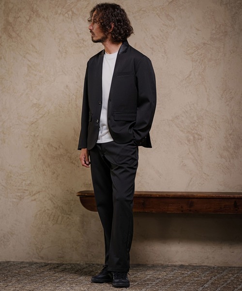CAMBIO(カンビオ)の「mj11919- パーシャルシンセティックレザーノーカラージャケット(26240CMY)(ノーカラージャケット・メンズ・カーキ/グレー/ブラック・M/S/L)」の8枚目の写真