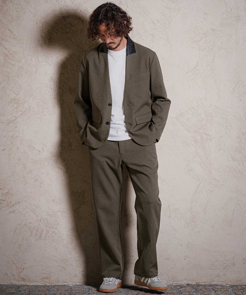 CAMBIO(カンビオ)の「mj11919- パーシャルシンセティックレザーノーカラージャケット(26240CMY)(ノーカラージャケット・メンズ・カーキ/グレー/ブラック・M/S/L)」の12枚目の写真