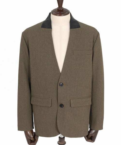 CAMBIO(カンビオ)の「mj11919- パーシャルシンセティックレザーノーカラージャケット(26240CMY)(ノーカラージャケット・メンズ・カーキ/グレー/ブラック・M/S/L)」の19枚目の写真