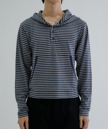 Brushed Border Henley Hoodie / ブラッシュドボーダーヘンリーフーディ