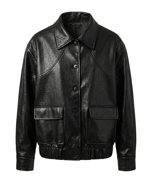 REORG(リオルグ)の「PAP OVERFIT LEATHER JACKET BLACK(ライダースジャケット・レディース・その他・FREE)」の4枚目の写真
