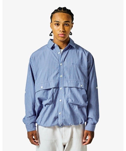 KEBOZ(ケボズ)の「STRIPE BALL SHIRT(シャツ/ブラウス・メンズ・サックスブルー/ライトブルー・M/L/XL)」の4枚目の写真